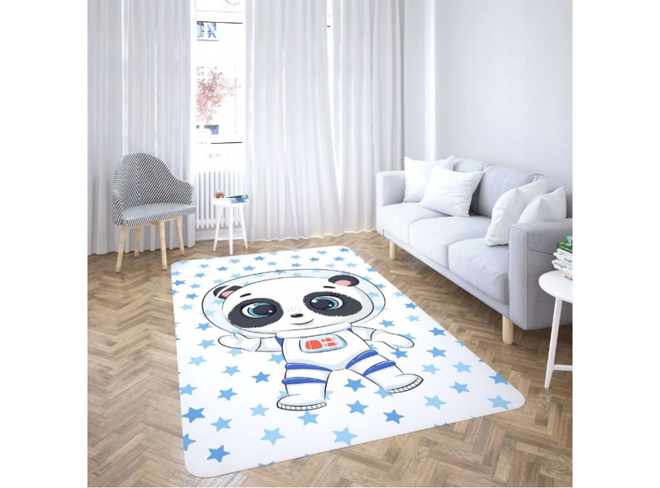 Dětský pěnový koberec PANDA hvězdičky - 100x150 cm - modrý