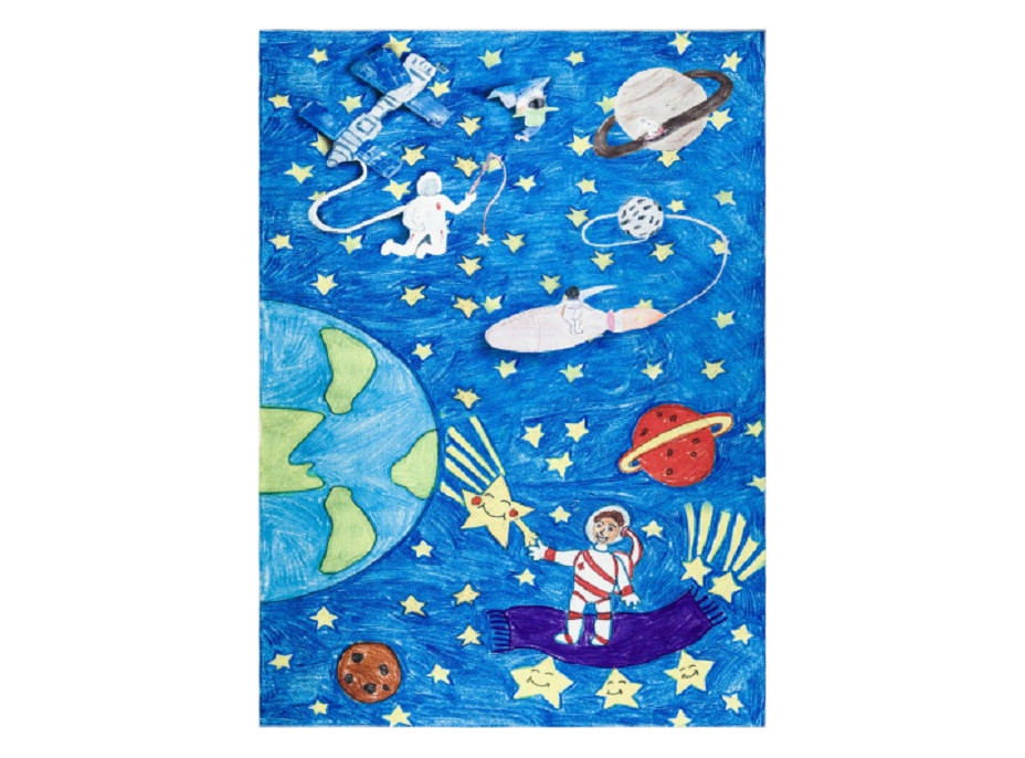 Dětský kusový koberec Bambino 2265 Rocket Space blue